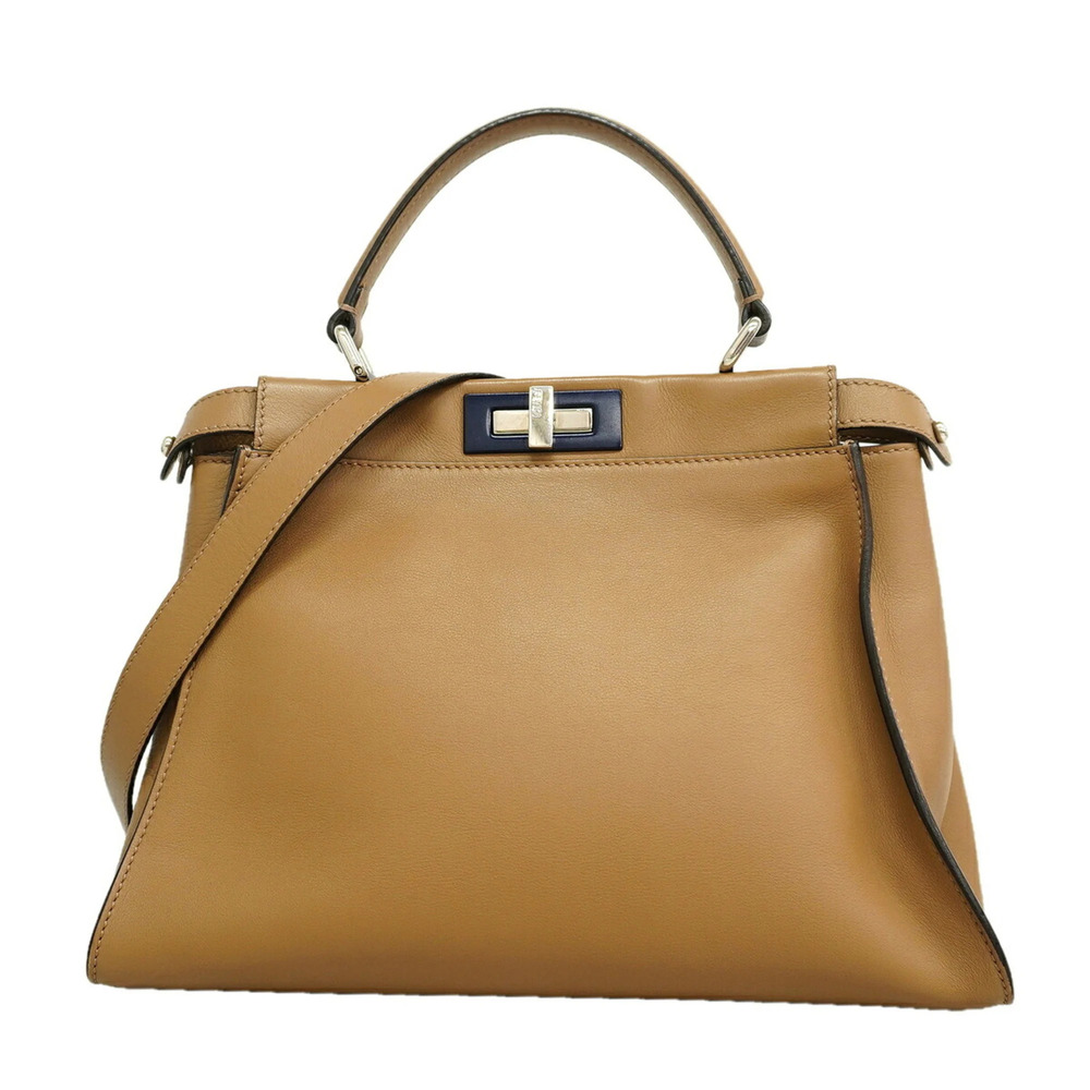 Fendi Peekaboo Leather Handbag, Brown, 2-way Bag for Women, P3676943